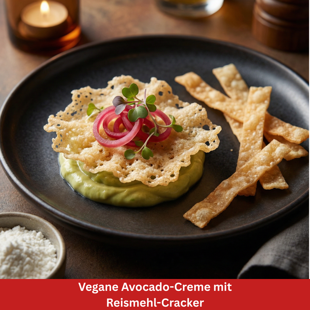 Avocado-Creme mir Reismehl-Cracker