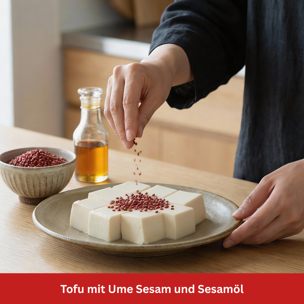 Tofu mit Ume Sesam und Sesamöl