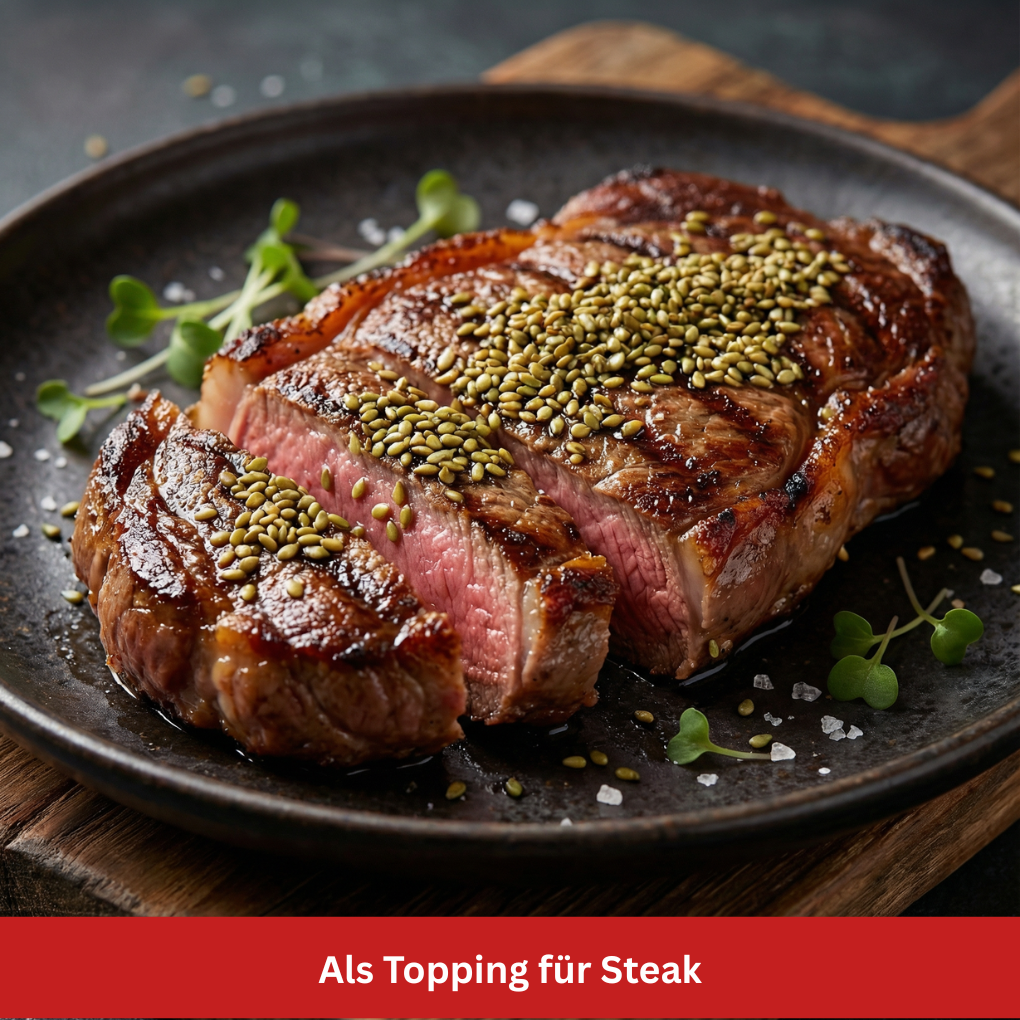 Wasabi Sesam auf Steak Stillife