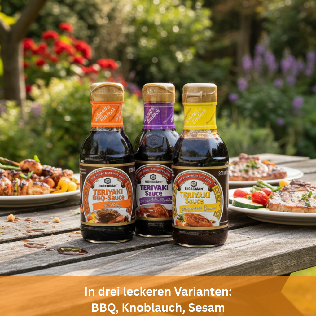 Trio Kikkoman Teriyaki Saucen Stillife