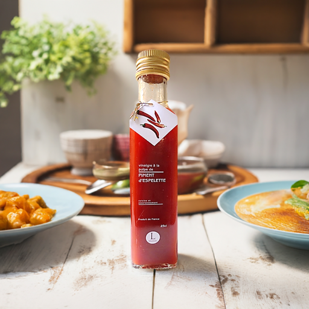 Weissweinessig mit Piment d'Espelette Stillife