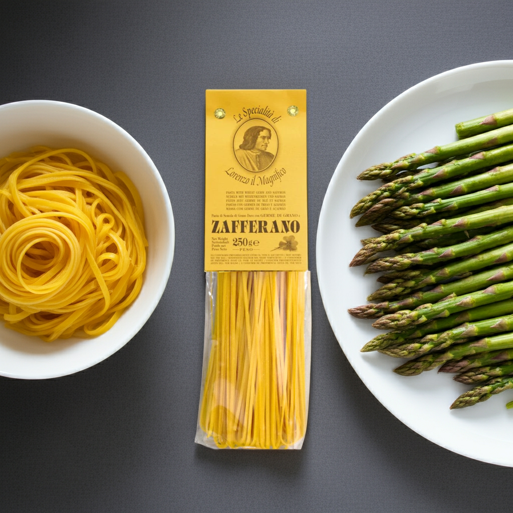 Tagliatelle mit Safran Stillife
